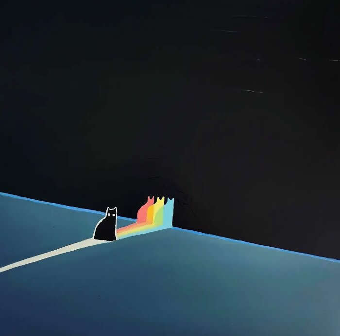 Digital Artworks of Black Cats in Fantasy Landscapes by Mitch